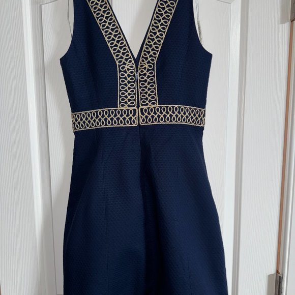 NEW WITH TAGS- Lilly Pulitzer Aveline Shift True Navy Dress Size 0 - Picture 3 of 7